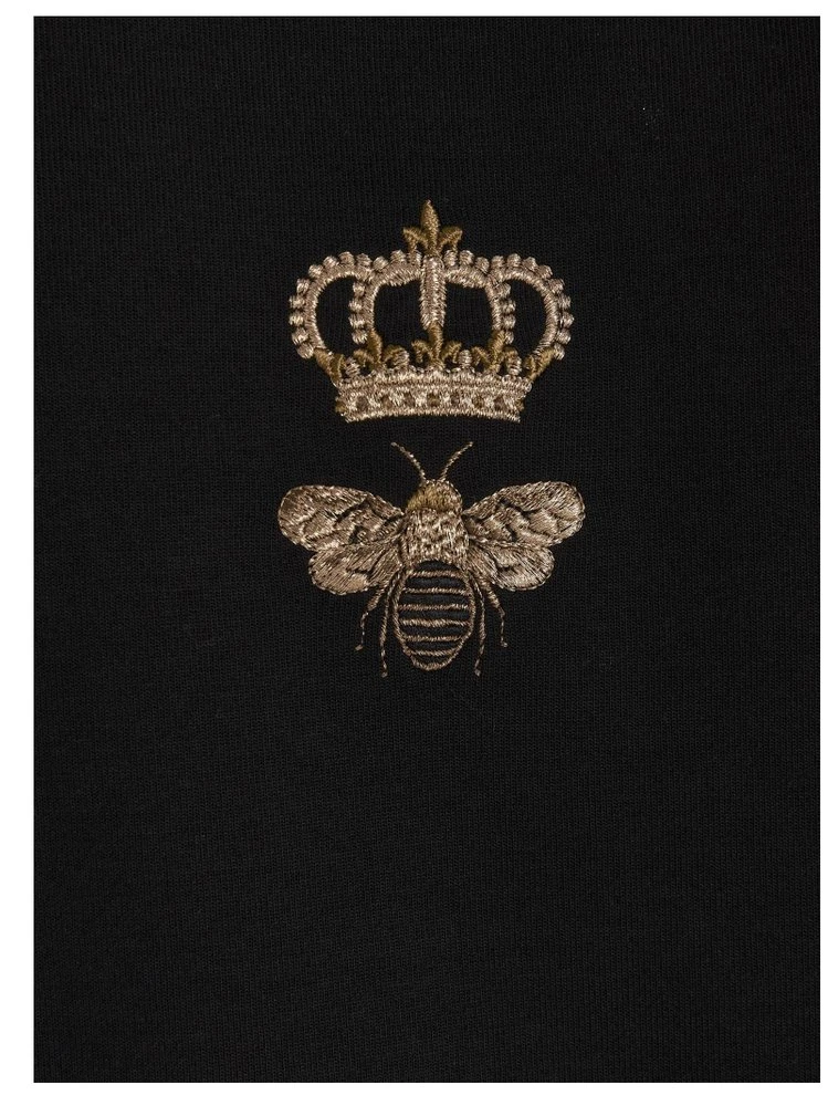 Dolce & Gabbana Logo Embroidered Drawstring Hoodie - Black 4 Dolce & Gabbana Logo Embroidered Drawstring Hoodie - Black - Image 4