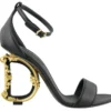 Dolce & Gabbana Logo Embellished Heel Sandals - Black