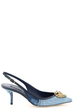 Dolce & Gabbana Devotion Denim Slingback Pumps - Blue