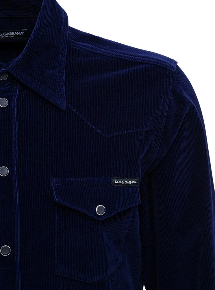 Dolce & Gabbana Velvet Button Detailed Shirt - Navy 3 Dolce & Gabbana Velvet Button Detailed Shirt - Navy - Image 3