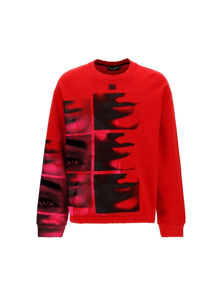 ( New Season ) Dolce & Gabbana DG Logo Crewneck Sweatshirt - Red 1 ( New Season ) Dolce & Gabbana DG Logo Crewneck Sweatshirt - Red