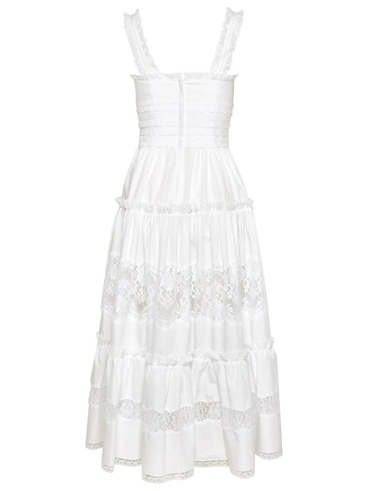 ( New Season ) Dolce & Gabbana DG Logo Embellished Poplin Dress - White 2 ( New Season ) Dolce & Gabbana DG Logo Embellished Poplin Dress - White - Image 2