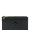 ( New Season ) Dolce & Gabbana Logo Plaque Zip-Up Wallet - Black