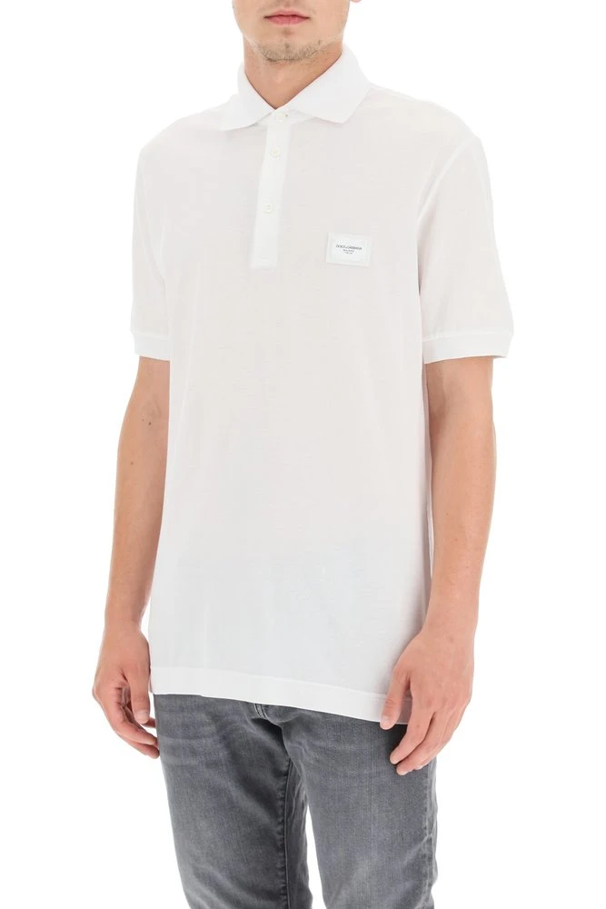Dolce & Gabbana Logo Patch Polo Shirt - White 4 Dolce & Gabbana Logo Patch Polo Shirt - White - Image 4