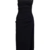 ( New Season ) Dolce & Gabbana Gathered Detail Sleeveless Midi Dress - Black
