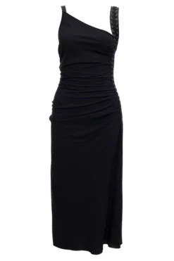 ( New Season ) Dolce & Gabbana Gathered Detail Sleeveless Midi Dress - Black