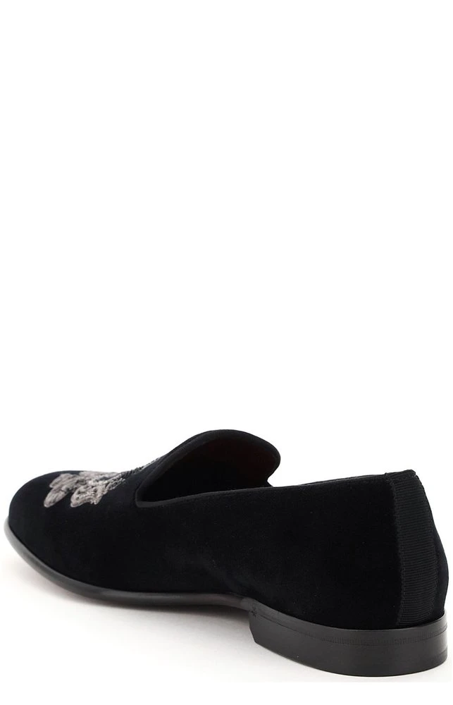 Dolce & Gabbana Monogram Embroidered Loafers - Black 2 Dolce & Gabbana Monogram Embroidered Loafers - Black - Image 2