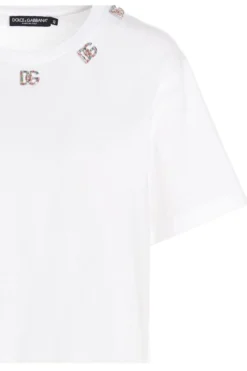 ( New Season ) Dolce & Gabbana DG Logo Embellished Jersey T-Shirt - White 6 ( New Season ) Dolce & Gabbana DG Logo Embellished Jersey T-Shirt - White -Cheap Vestureo Store d72c1dbb3bdb3d858bb41fea6311f537