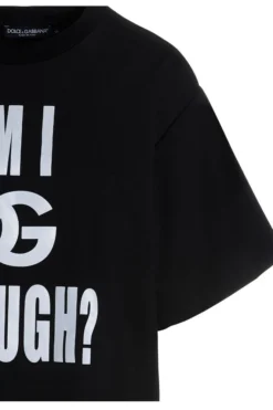 ( New Season ) Dolce & Gabbana Slogan Printed Crewneck T-Shirt - Black -Cheap Vestureo Store d7e112d0d7a7f33d7bfec18c2a1a164c