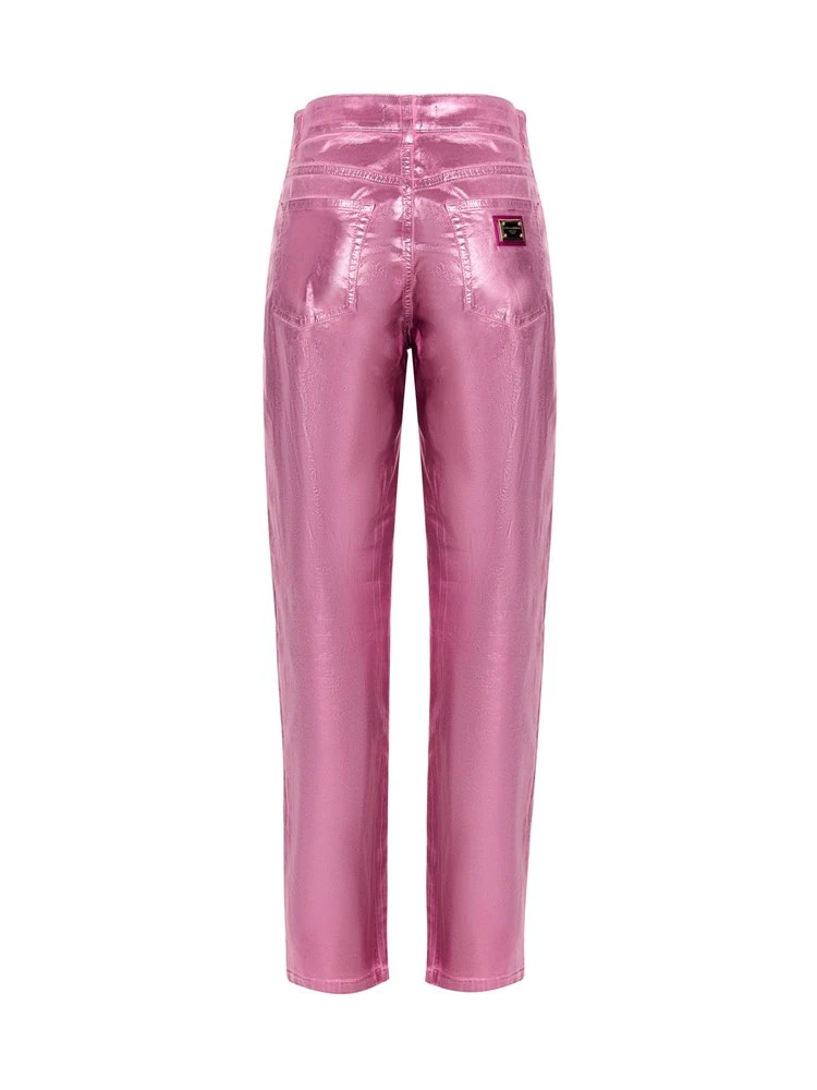 Dolce & Gabbana Metallic Effect Straight-Leg Jeans - Pink 2 Dolce & Gabbana Metallic Effect Straight-Leg Jeans - Pink - Image 2