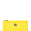 ( New Season ) Dolce & Gabbana Logo Plaque Zipped Cardholder - Yellow