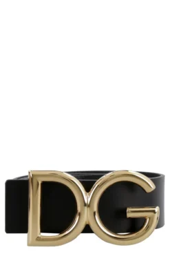 Dolce & Gabbana Monogram Logo Buckle Belt - Black