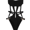 ( New Season ) Dolce & Gabbana Crossover Strap Cut Out One-Piece - Black