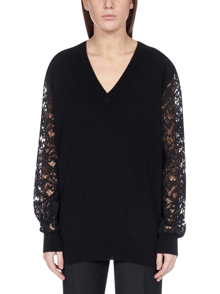 Dolce & Gabbana Lace Sleeve Sweater - Black 3 Dolce & Gabbana Lace Sleeve Sweater - Black - Image 3