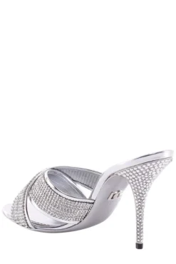 ( New Season ) Dolce & Gabbana Embellished Open Toe Sandals - Silver -Cheap Vestureo Store db4a3848b1ab18e3310c2415b0615b2d