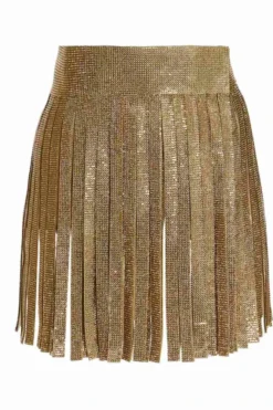 ( New Season ) Dolce & Gabbana High Waisted Embellished Mini Skirt - Gold