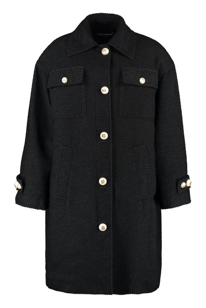 Dolce & Gabbana Pearl Embellished Coat - Black 1 Dolce & Gabbana Pearl Embellished Coat - Black