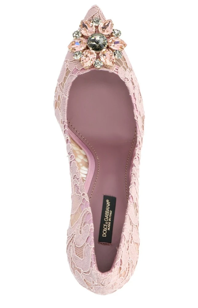 Dolce & Gabbana Taormina Lace Embellished Pumps - Pink 3 Dolce & Gabbana Taormina Lace Embellished Pumps - Pink - Image 3