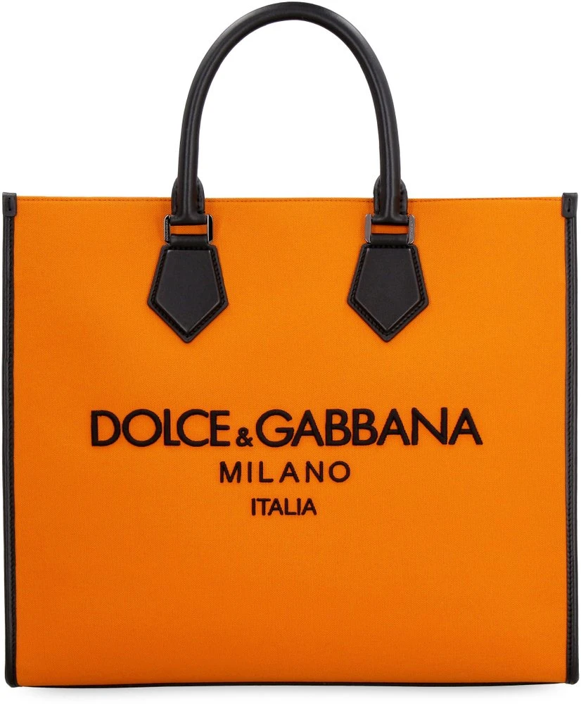 ( New Season ) Dolce & Gabbana Embroidered Logo Tote Bag - Orange 1 ( New Season ) Dolce & Gabbana Embroidered Logo Tote Bag - Orange