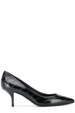 Dolce & Gabbana Striped Pointed Toe Pumps - Black