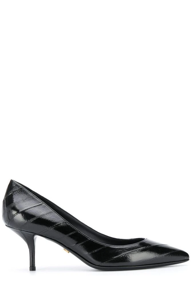 Dolce & Gabbana Striped Pointed Toe Pumps - Black 1 Dolce & Gabbana Striped Pointed Toe Pumps - Black
