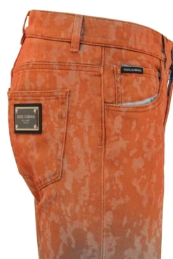 ( New Season ) Dolce & Gabbana Gradient Logo Patch Jeans - Orange -Cheap Vestureo Store dbec491657bd119bd8e80d20bd7bc4a8