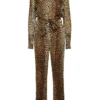 ( New Season ) Dolce & Gabbana Leopard Print Belted Jumpsuit - Multi
