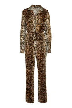 ( New Season ) Dolce & Gabbana Leopard Print Belted Jumpsuit - Multi