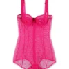 ( New Season ) Dolce & Gabbana DG Heart Embroidered Strapped Bodysuit - Pink