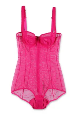 ( New Season ) Dolce & Gabbana DG Heart Embroidered Strapped Bodysuit - Pink