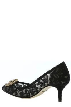 ( New Season ) Dolce & Gabbana Lace Detailed Pointed-Toe Pumps - Black -Cheap Vestureo Store dc37ef4381b83737c6573baf883f9ee7