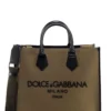 ( New Season ) Dolce & Gabbana Embroidered Logo Tote Bag - Beige