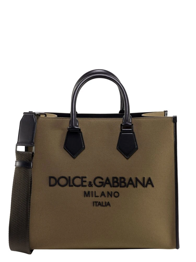 ( New Season ) Dolce & Gabbana Embroidered Logo Tote Bag - Beige 1 ( New Season ) Dolce & Gabbana Embroidered Logo Tote Bag - Beige