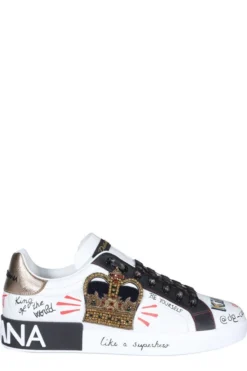 ( New Season ) Dolce & Gabbana Portofino Printed Lace-Up Sneakers - Multi