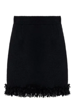 ( New Season ) Dolce & Gabbana High Waisted Frayed Mini Skirt - Black