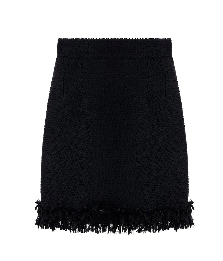 ( New Season ) Dolce & Gabbana High Waisted Frayed Mini Skirt - Black 1 ( New Season ) Dolce & Gabbana High Waisted Frayed Mini Skirt - Black