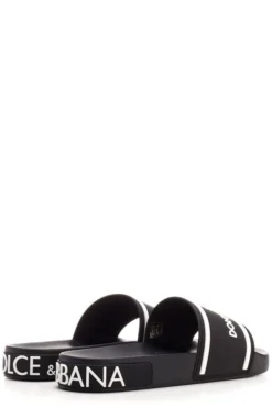 Dolce & Gabbana Logo Crown Slides - Black -Cheap Vestureo Store dd95d406744b1852428194b26bb8330d