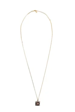 ( New Season ) Dolce & Gabbana Logo Plaque Charm Necklace - Gold