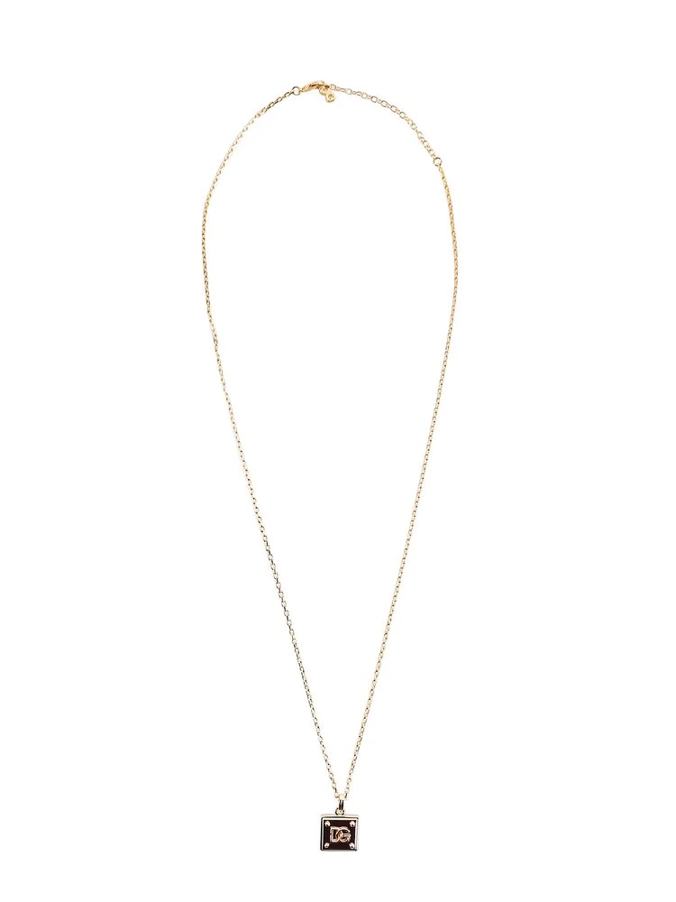 ( New Season ) Dolce & Gabbana Logo Plaque Charm Necklace - Gold 1 ( New Season ) Dolce & Gabbana Logo Plaque Charm Necklace - Gold