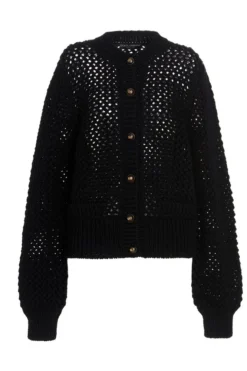 Dolce & Gabbana Open Knit Buttoned Cardigan - Black