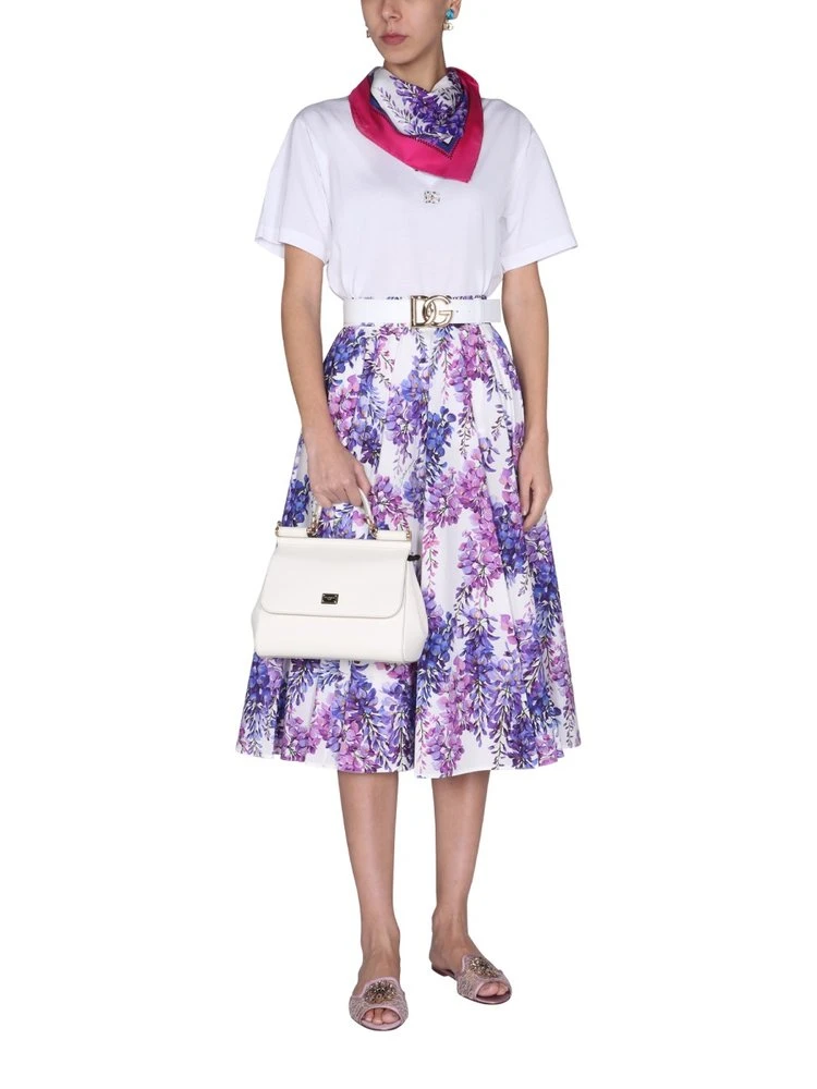 ( New Season ) Dolce & Gabbana Logo Embellished Crewneck T-Shirt - White 3 ( New Season ) Dolce & Gabbana Logo Embellished Crewneck T-Shirt - White - Image 3