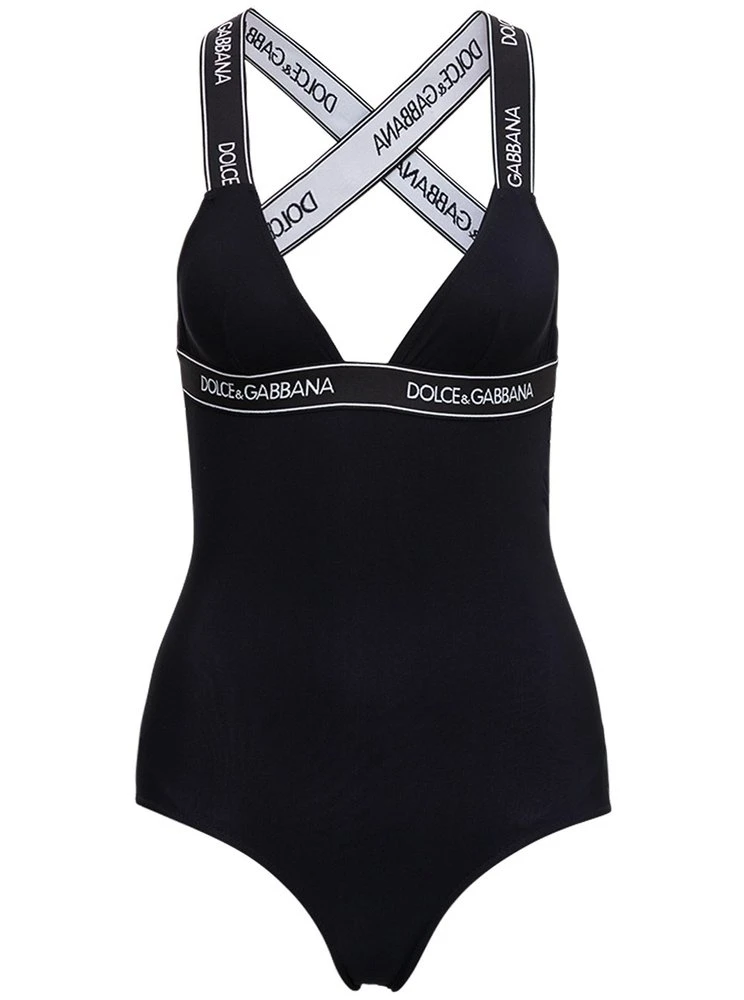 Dolce & Gabbana Logo Tape Swimsuit - Black 1 Dolce & Gabbana Logo Tape Swimsuit - Black