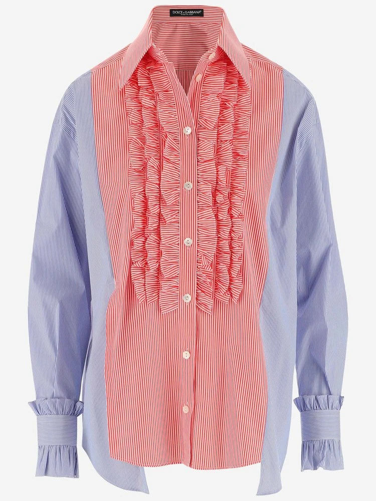 Dolce & Gabbana Ruffled Colour-Block Blouse - Multi 1 Dolce & Gabbana Ruffled Colour-Block Blouse - Multi