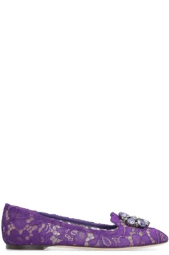 Dolce & Gabbana Vally Taormina Lace Ballerina Flats - Purple