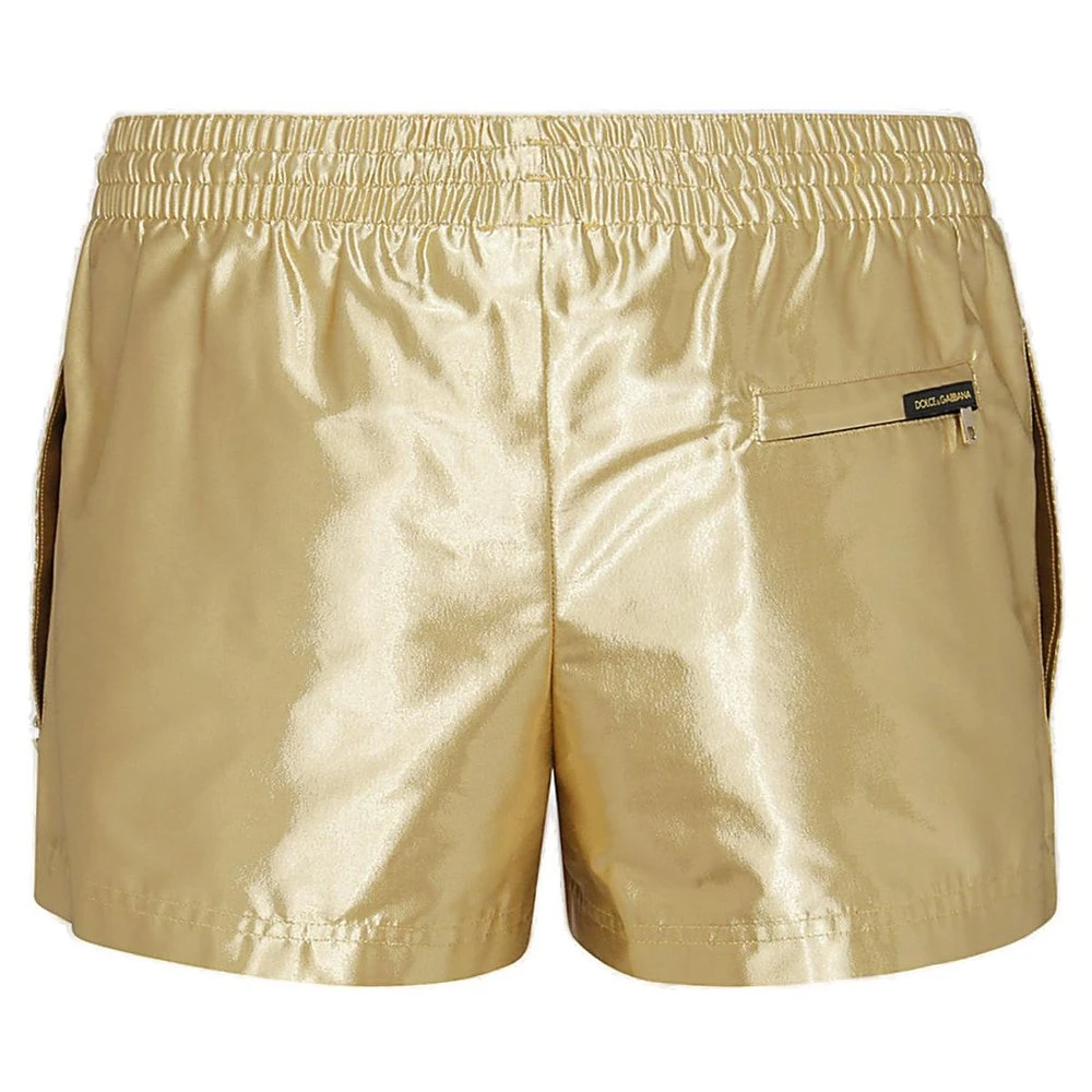 ( New Season ) Dolce & Gabbana DG Logo Short Swim Trunks - Gold 2 ( New Season ) Dolce & Gabbana DG Logo Short Swim Trunks - Gold - Image 2