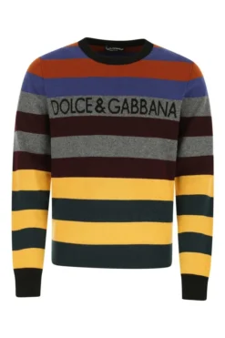 Dolce & Gabbana Logo Striped Knit Sweater - Multi