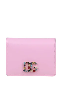 ( New Season ) Dolce & Gabbana Logo Embellished Bifold Cardholder - Pink