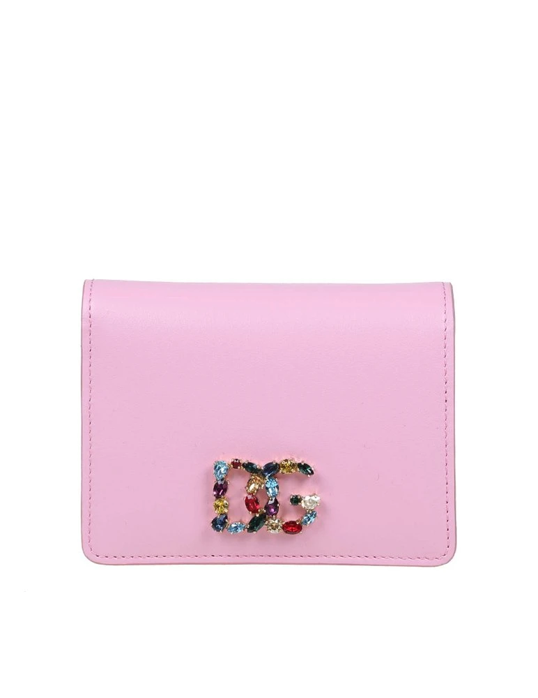 ( New Season ) Dolce & Gabbana Logo Embellished Bifold Cardholder - Pink 1 ( New Season ) Dolce & Gabbana Logo Embellished Bifold Cardholder - Pink