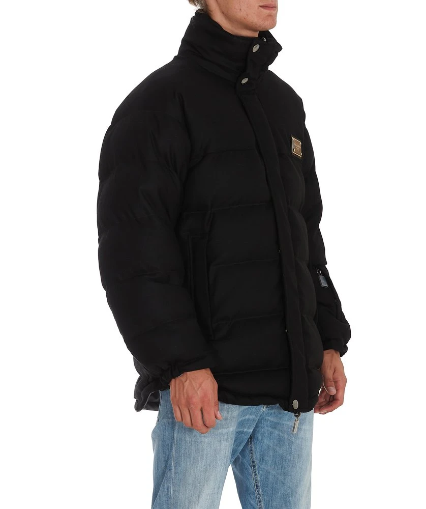 Dolce & Gabbana Logo Plaque Padded Coat - Black 3 Dolce & Gabbana Logo Plaque Padded Coat - Black - Image 3