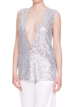 ( New Season ) Dolce & Gabbana Glitter V-Neck Sleeveless Top - Multi -Cheap Vestureo Store e0e7a4d4483239262da153f2d8974e5b
